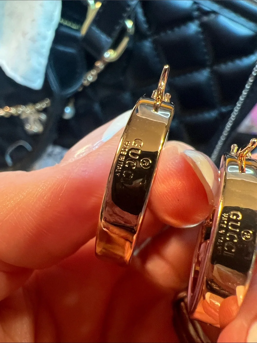Gold-Tone Purple Enamel Hoop Earrings